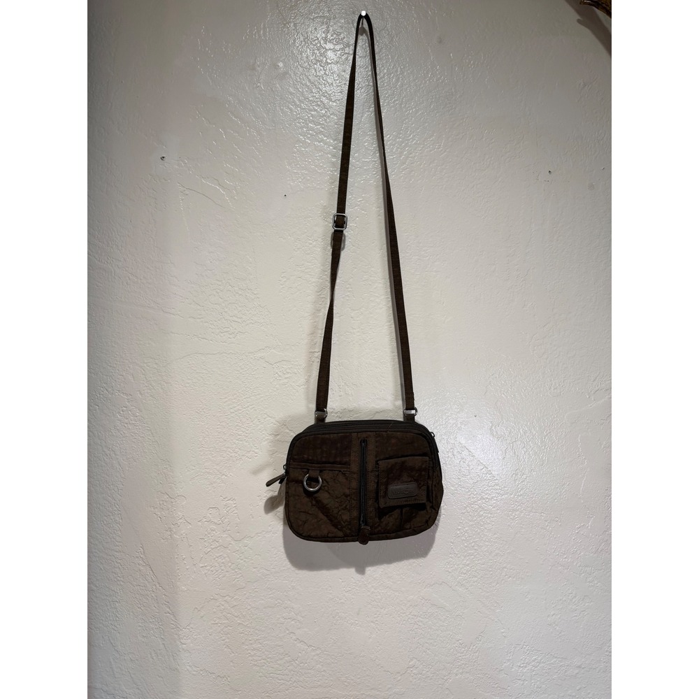 MultiSac‎ Womens Brown Nylon Crossbody Bag Adjustable Strap Utility Organizer